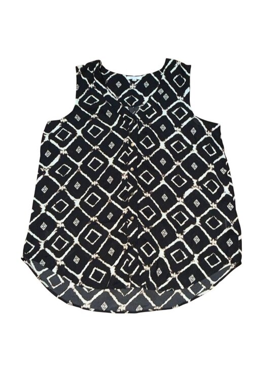Maurices Tops - Maurices Womens Geometric Sleeveless Blouse-Black & White-L-GUC